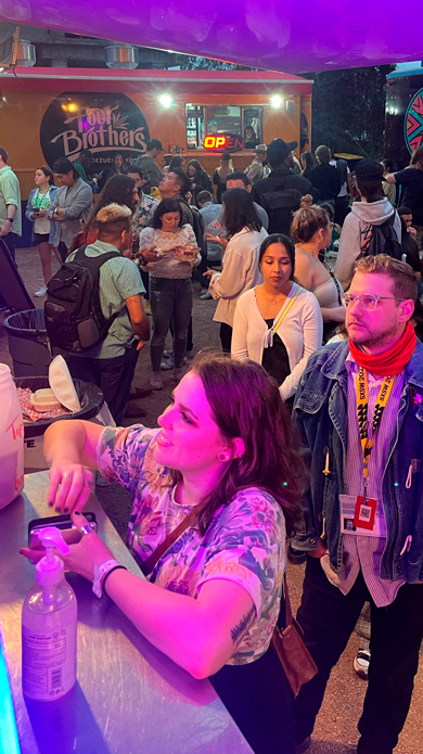 our food truck and people enjoying